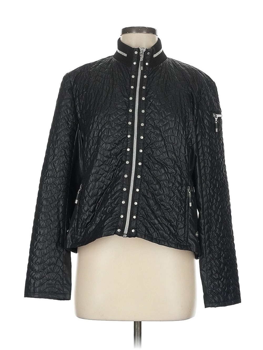 Jamie Sadock Women's Black Quilted Full Zip Jacket Sz M